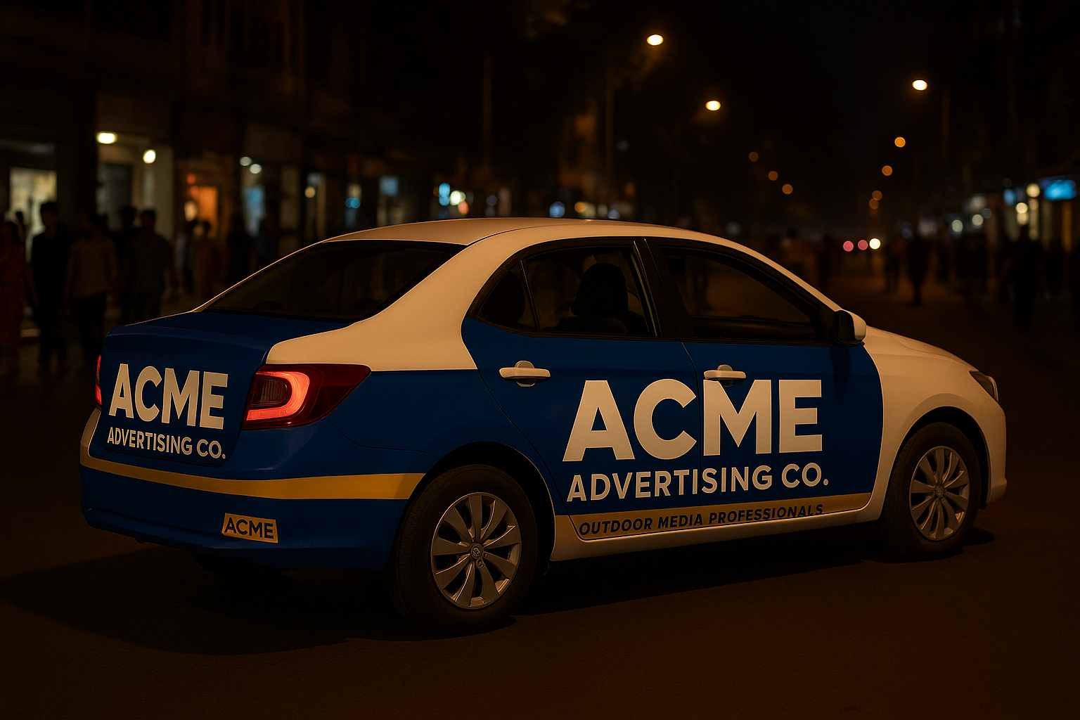 Cab branding company vehicle wrapped with vibrant advertising design