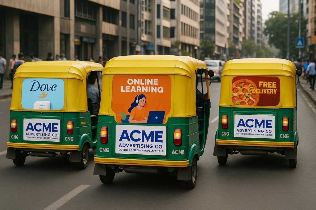 Auto branding in India showcasing mobile advertisement on city roads