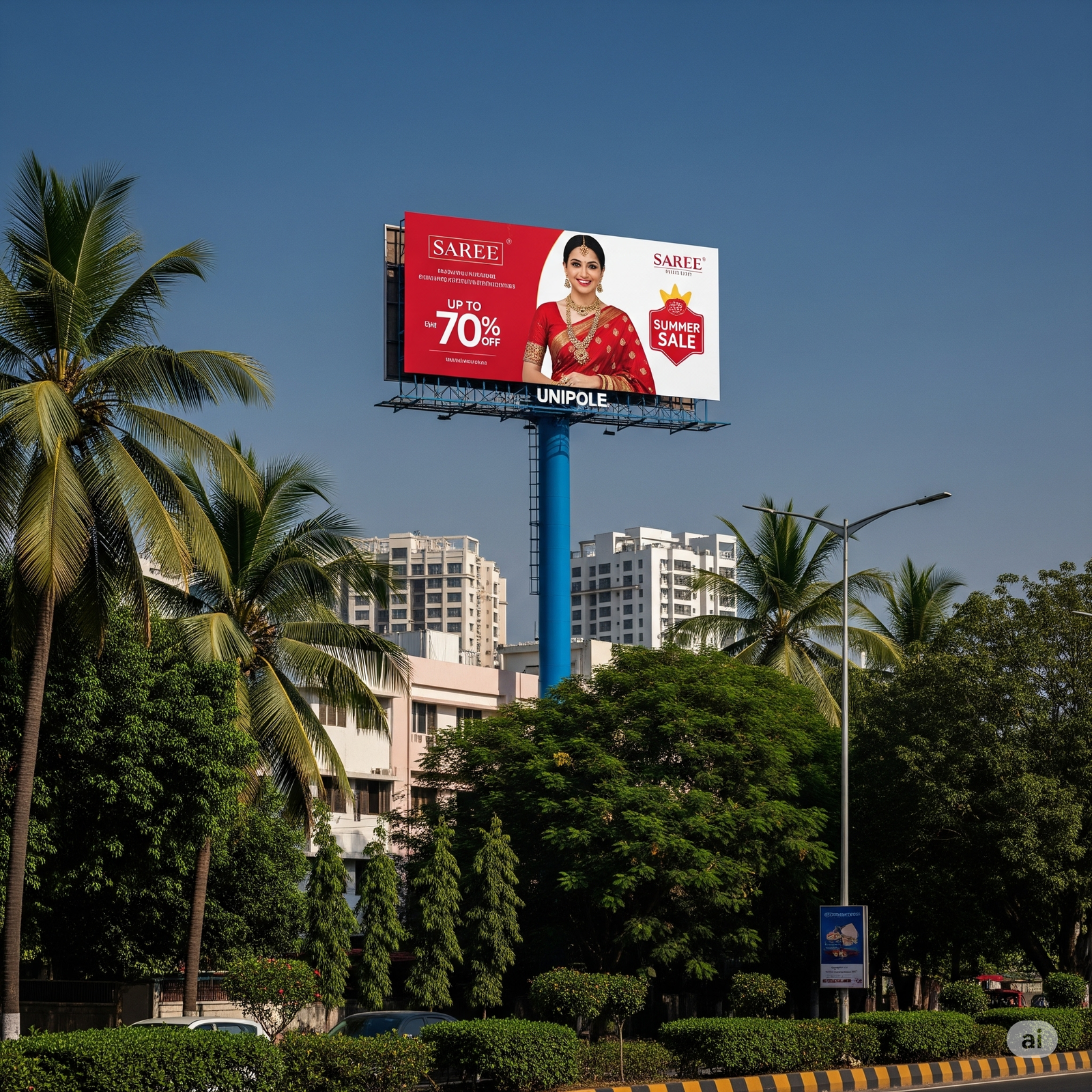 Unipole advertising display by ACME Advertising Co., a leading unipole advertising company in India, showcasing bold outdoor brand visibility.