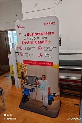Luxury standees in Delhi displayed at a premium retail event, featuring elegant design and high-quality materials for upscale brand promotion by ACME Advertising Co.