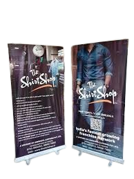 Luxury standee used for premium brand promotion at a corporate event, featuring elegant design and high-end finish by Acme Advertising Co.