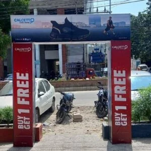 Branded ARCH gates installation by ACME Advertising Co. at event entrance, designed to enhance brand visibility and attract high footfall.